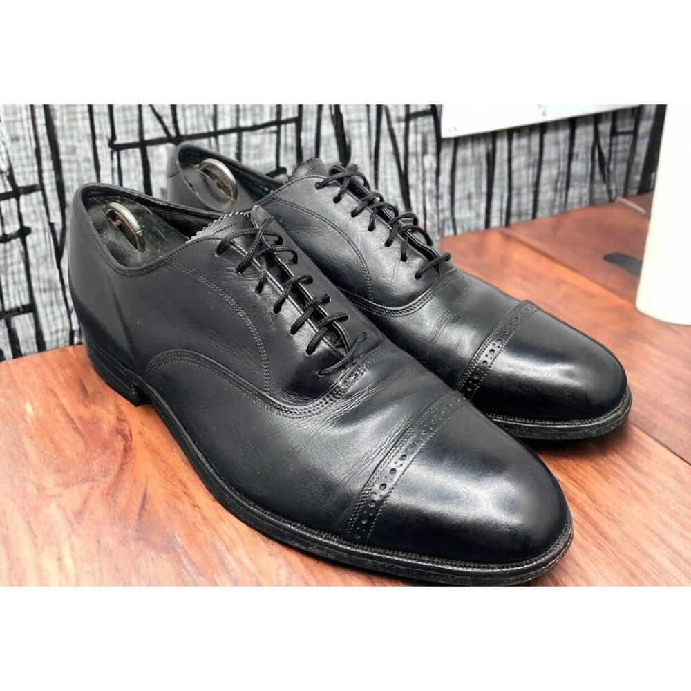Florsheim Penfield Shoes Black Calfskin Leather Brogue Cap Toe Oxford MENS 10